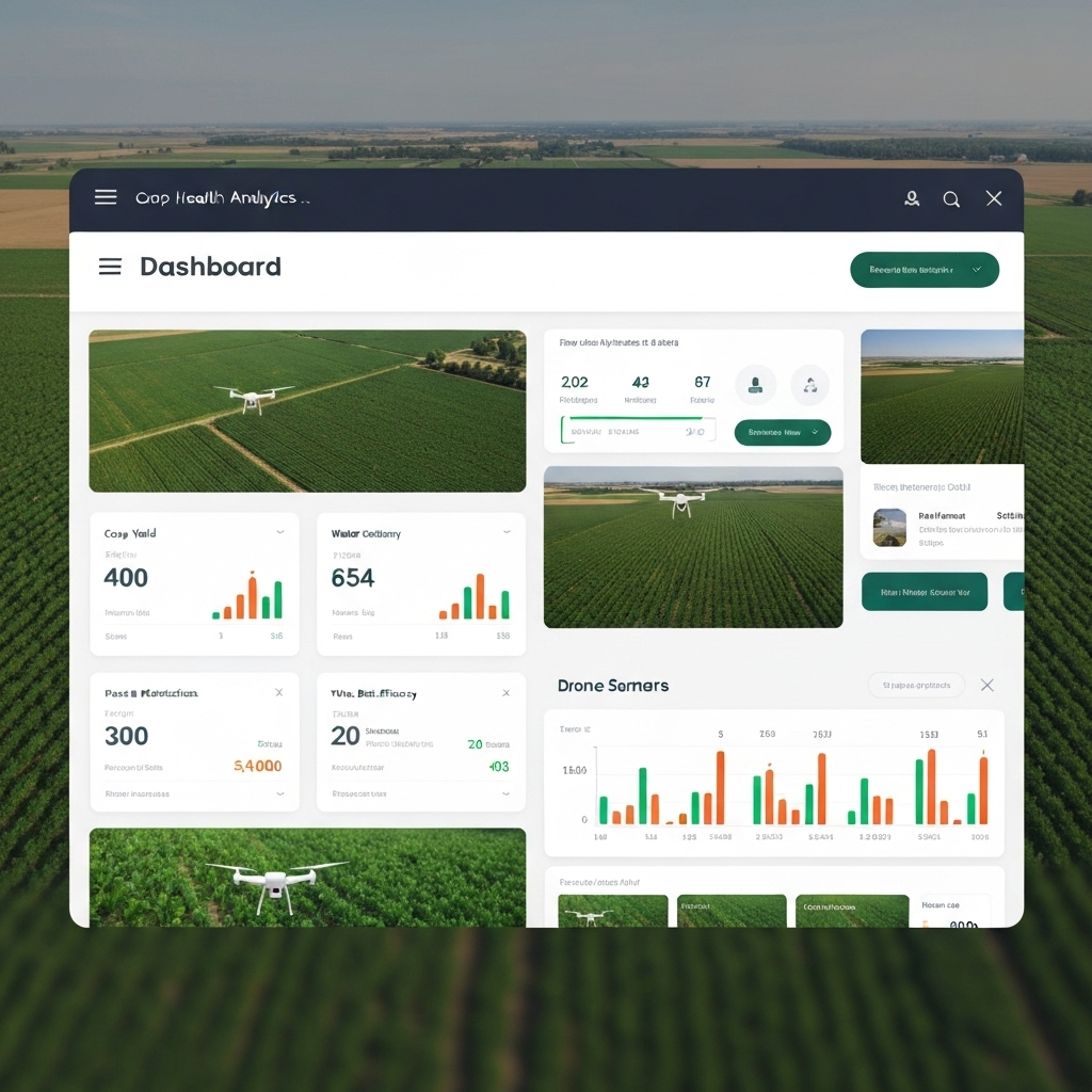 Real-time crop monitoring dashboard showing health analytics and GPS data visualization